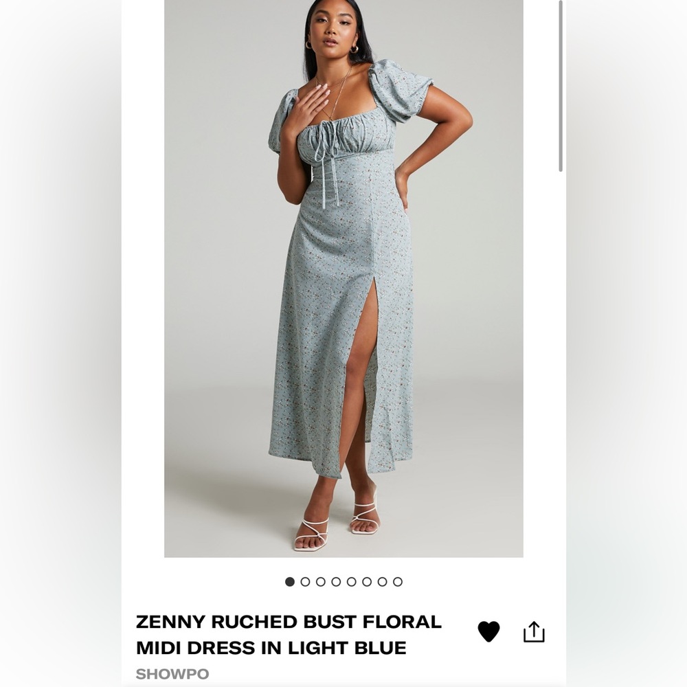 Ruched Bust Floral Midi dress